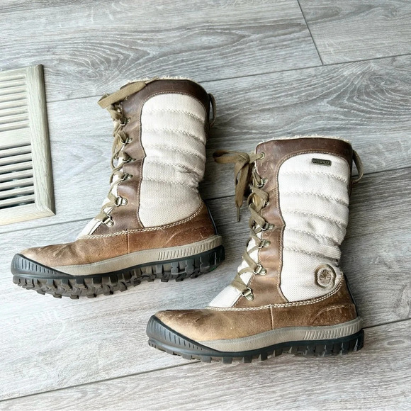 TIMBERLAND Mt. Holly Tall Lace Up Duck Boots in Taupe - Picture 7 of 16